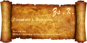 Zsemberi Korvin névjegykártya